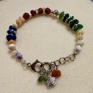 Elegant Multicolor Beaded Bracelet with Flower Charm